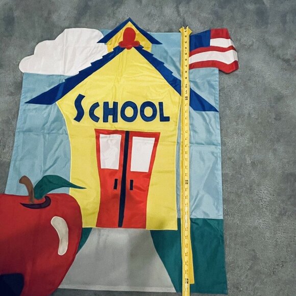 School House Gold Flag Pole Large House Garden Red Door 38" x 31" - Picture 4 of 4